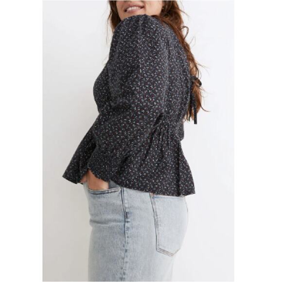 NEW MADEWELL Multicolor Campden Daisies Tie-Back Peplum Blouse Top Size M - Picture 9 of 9